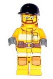 LEGO cty0300 Fire - Bright Light Orange Fire Suit with Utility Belt, Black Short Bill Cap, Beard and Glasses