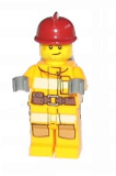 LEGO cty0302 Fire - Bright Light Orange Fire Suit with Utility Belt, Dark Red Fire Helmet, Crooked Smile and Scar