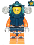 LEGO cty1169 Deep Sea Diver - Female, Dark Blue Helmet, Side Lamps, Smirk / Left Eye Squinted