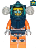 LEGO cty1170 Deep Sea Diver - Male, Dark Blue Helmet, Side Lamps, Glasses, Smile / Shocked
