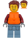 LEGO cty1174 Harl Hubbs - Dark Red Hooded Sweatshirt, Sand Blue Legs with Pockets, Life Jacket