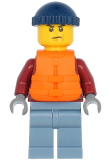 LEGO cty1175 Explorer - Male, Dark Red Hooded Sweatshirt, Sand Blue Legs, Dark Blue Knit Cap