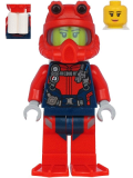 LEGO cty1179 Scuba Diver - Female, Peach Lips Smile, Red Helmet, White Airtanks, Red Flippers