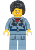 LEGO cty1181 Ocean Mini-Submarine Pilot - Female, Harness, Sand Blue Legs with Pockets, Black Hair