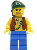 LEGO pi129 Pirate Vest and Anchor Tattoo, Blue Legs, Dark Green Bandana