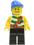 LEGO pi131 Pirate Green / White Stripes, Black Legs, Blue Bandana, White Teeth with Gold Tooth