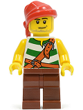 LEGO pi134 Pirate Green / White Stripes, Reddish Brown Legs, Red Bandana