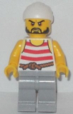 LEGO pi160 Pirate 2 - Red and White Stripes, Light Bluish Gray Legs, Beard