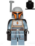 LEGO sw1077 Mandalorian Tribe Warrior - Female, Black Cape, Light Bluish Gray Helmet with Antenna / Rangefinder